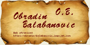 Obradin Balabanović vizit kartica